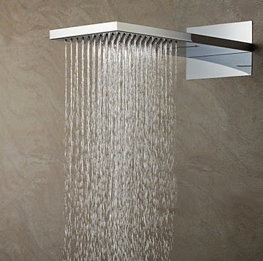 Modern rainfall shower head in a West Palm Beach, FL home bathroom